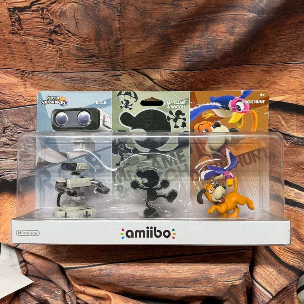 Nintendo Amiibo Retro 3-Pack R.O.B. Mr. Game & Watch Duck Hunt Smash Bros New